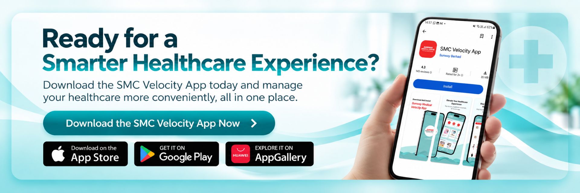 Ready for a smarter healthcare experience? Download the SMC Velocity App today and manage your healthcare more conveniently, all in one place.