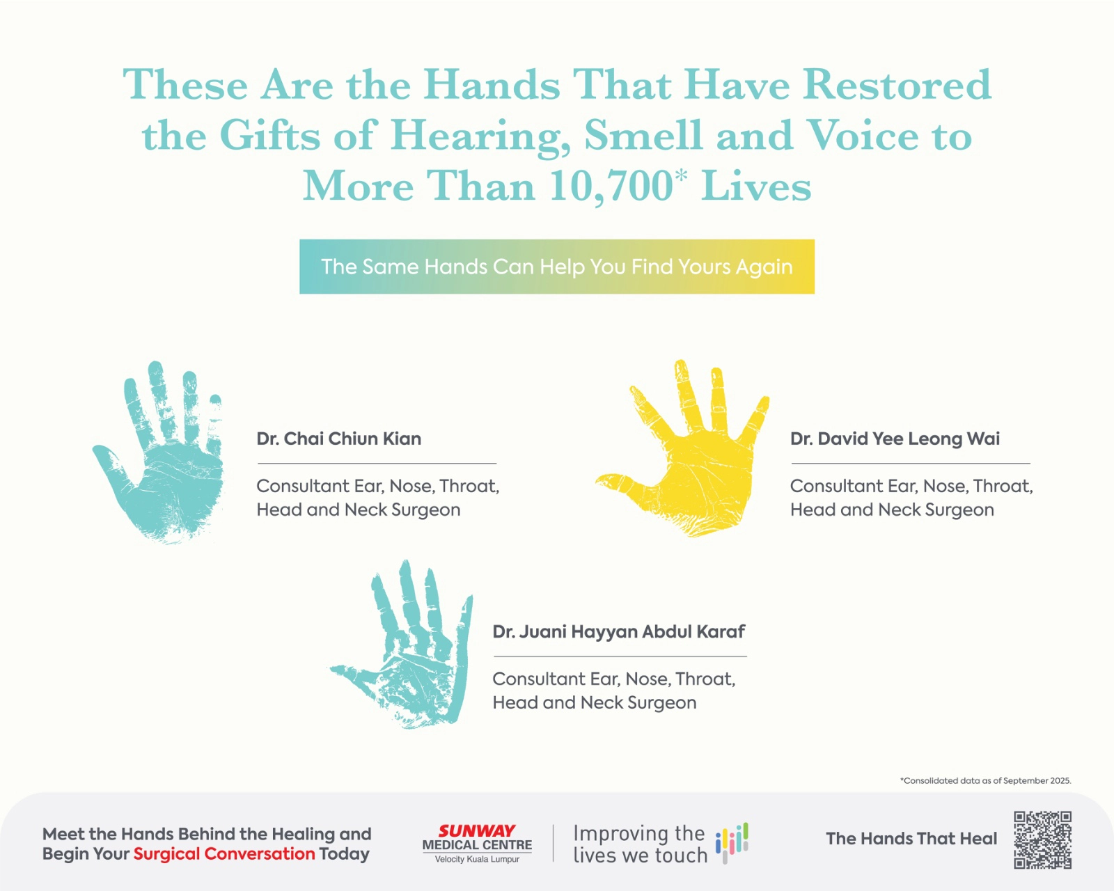 These are the hands that have restored the gifts of hearing, smell and voice to more than 10,700* lives