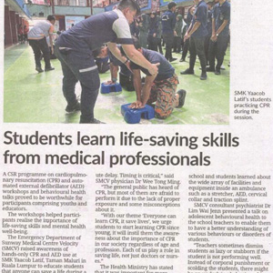 Students learn life saving skills medical professionals