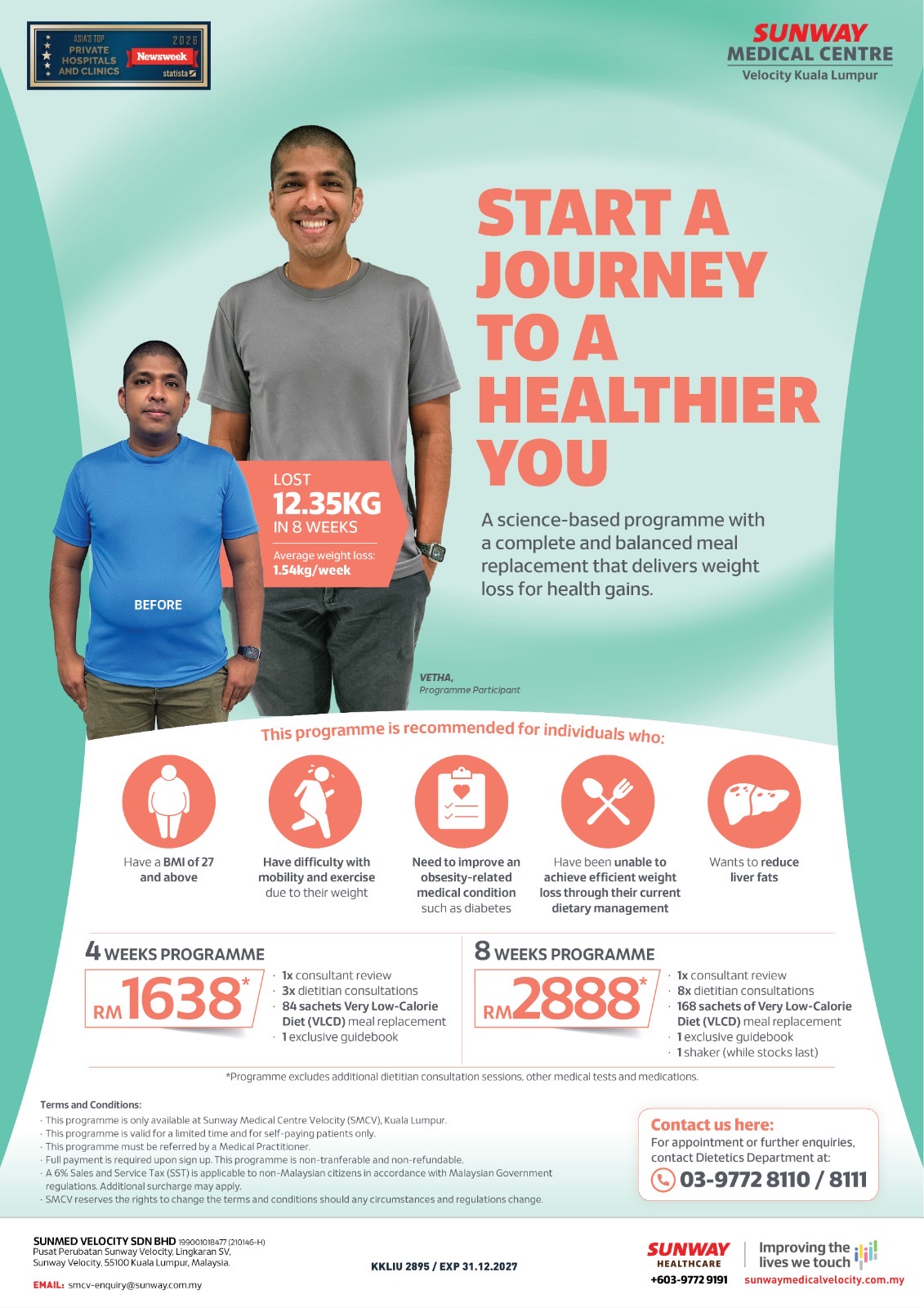 Weight Loss via Very Low Calorie Diet (VLCD)